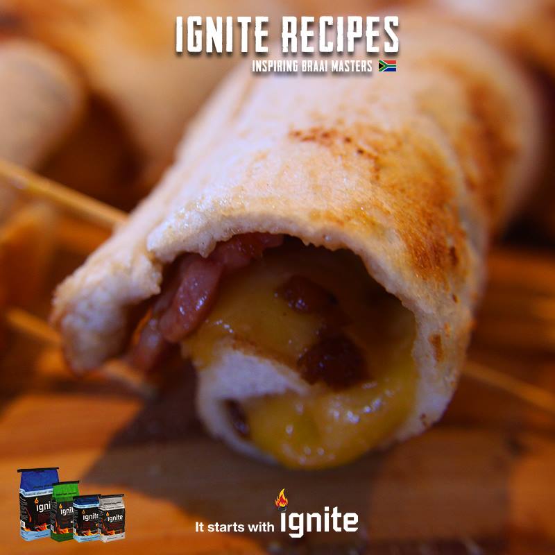Braai Recipe Braai Broodjies rolled and stuffed with cheese and bacon